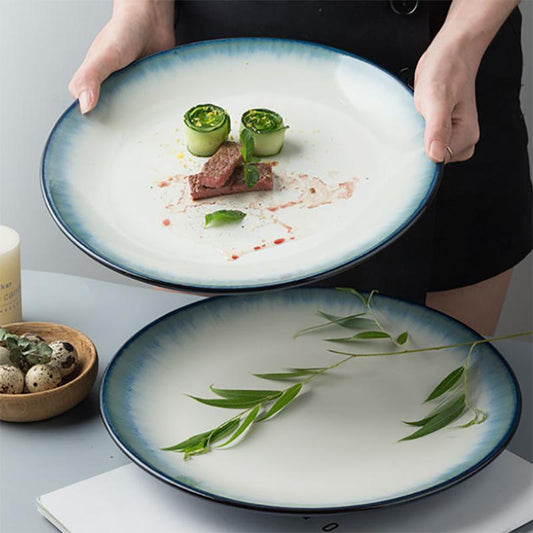 Steak Plate Creative Gradient Ceramic Tableware Western Food Plate Nordic Breakfast Plate Household Vegetable Plate Salad Plate