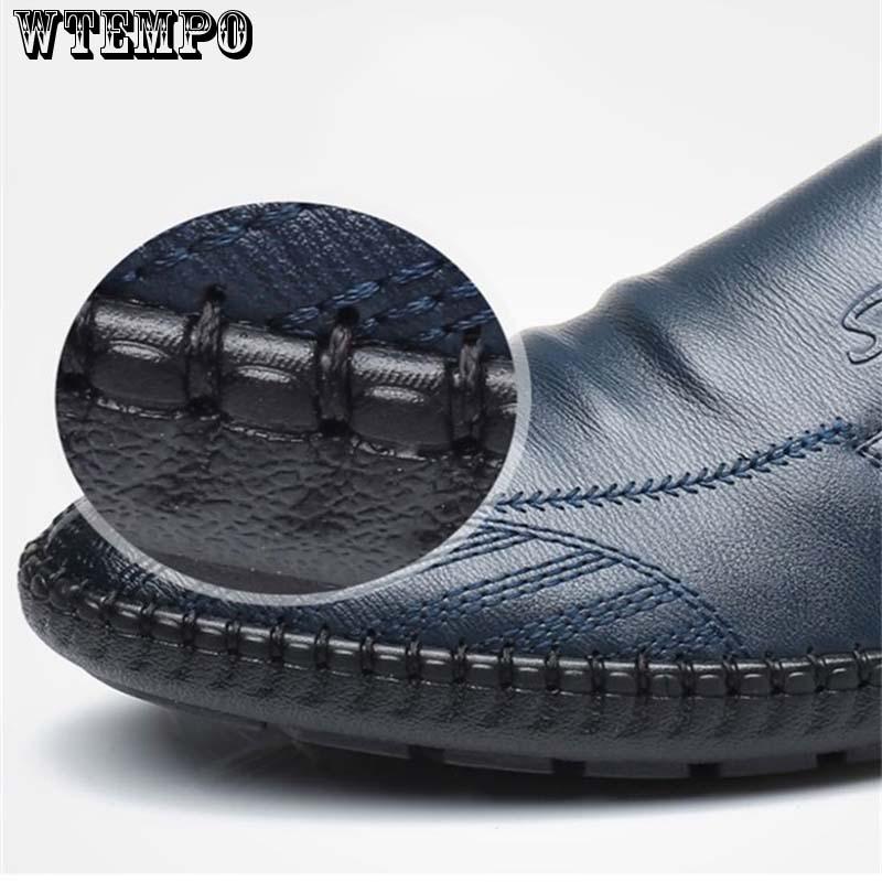 Men Shoes Casual Luxury Summer Loafers Genuine Leather Moccasins blue Breathable Shoes