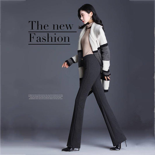 Woolen Trousers Female Was Thin High Waist Flared Pants Casual Straight Trousers Drape Trousers