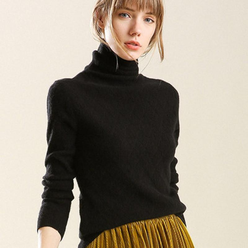 Spring and Autumn Cashmere Knitwear Pile Pile Collar Bottoming Shirt Turtleneck Slimming Warm Sweater Women