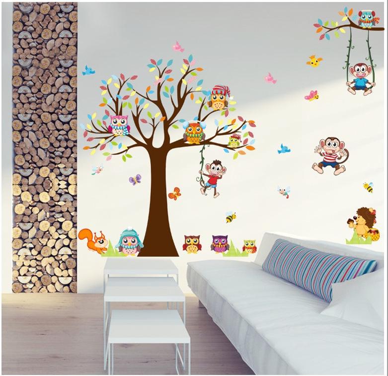 Owl tree animal party cartoon wall sticker children's room kindergarten decoration stickers