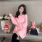 Autumn and Winter Mohair Sweater Mid-length Loose Bag Hip Dress Round Neck Pullover Knit Bottoming Shirt