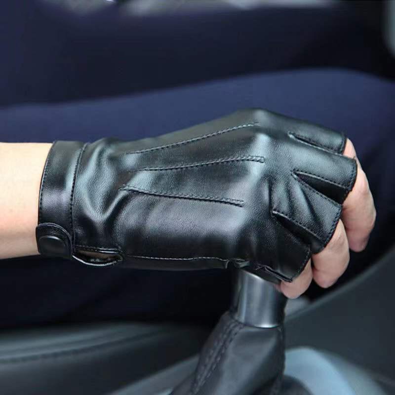 Women's Leather Half-finger Gloves Outdoor Driving Riding Fingerless Fitness Sports Gloves Biking Mittens Wear-resistant Gloves