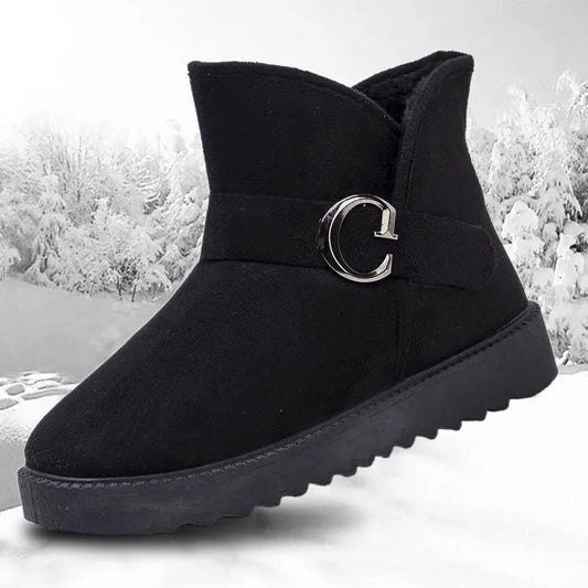 Winter Short Boots Women's Plus Velvet Thickened Flat Chelsea Snow Boots Warm Outer Wear Cloth Cotton Shoes