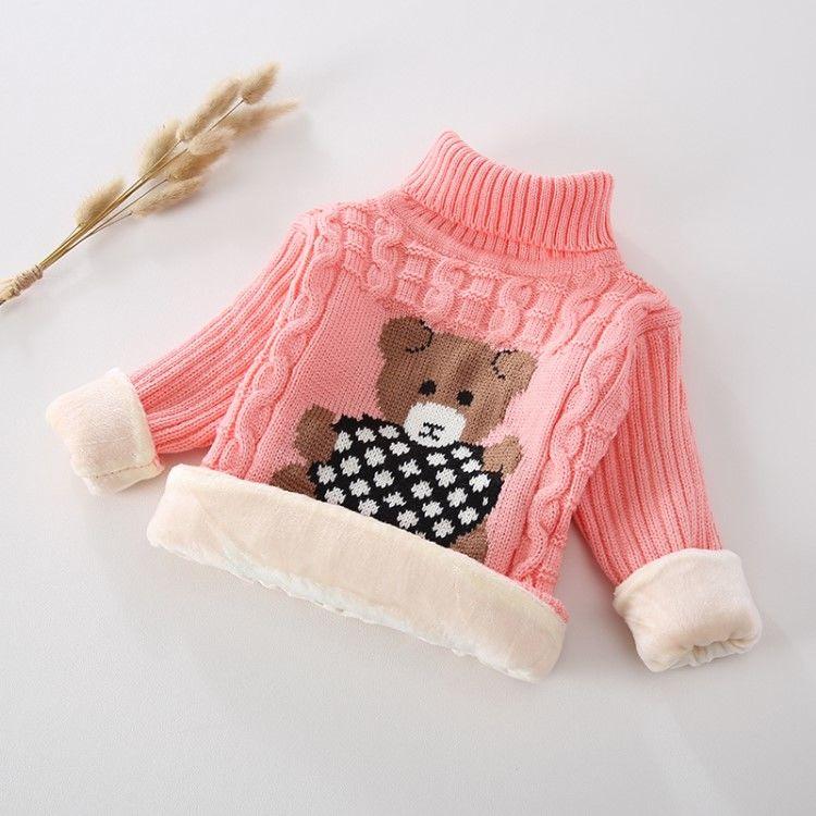 Children's Sweater Autumn and Winter Children's Clothing Plus Velvet Warm Knit Sweater Boys and Girls Sweater Pullover Bottoming Shirt