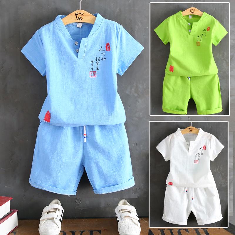 Kids Clothing Boy Suit Summer  Short-sleeved Casual  Baby Children 1-9 Years Old Two-piece