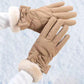 Women's Warm Gloves Winter Cold-proof Cute Bow Plus Velvet Thick Touch Screen Outdoor Sports Gloves Driving Ski Gloves Windstopper Gloves