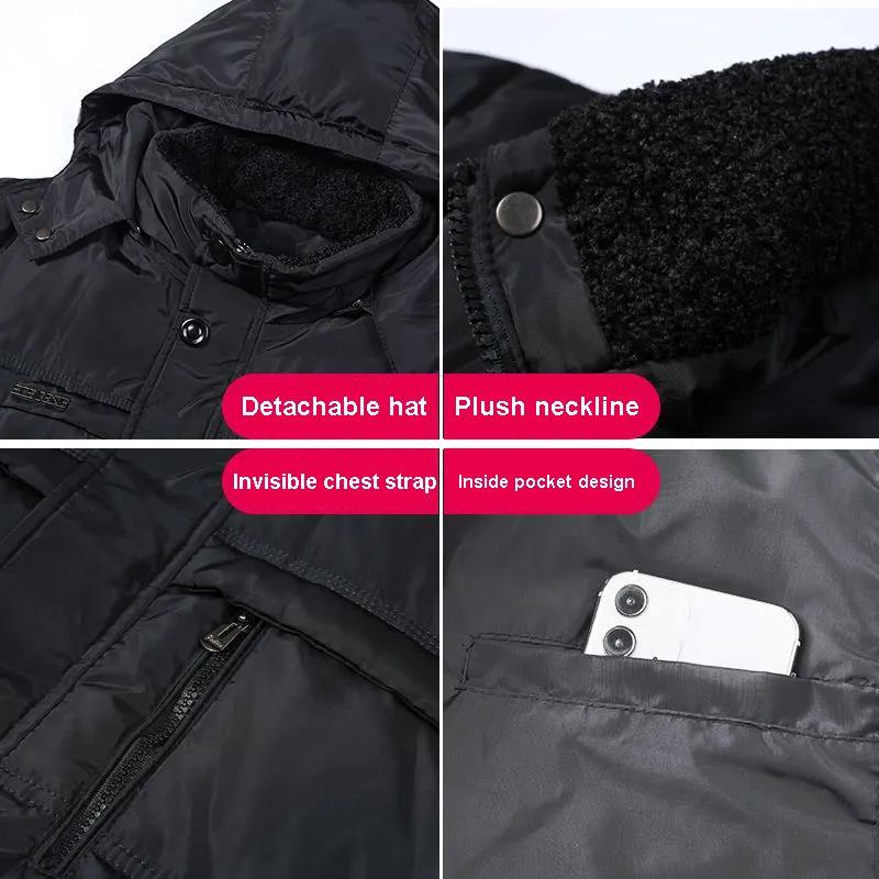 Down Jacket Dad Outfit Men's Winter Warm Jacket Plus Velvet Thick Middle-aged and Elderly Cropped Top