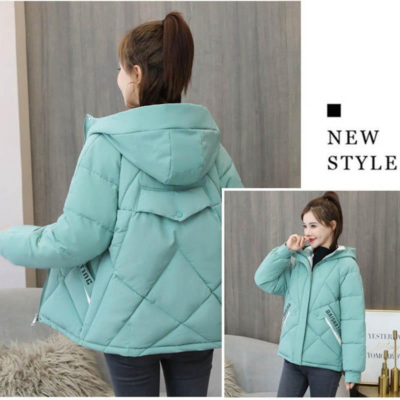 Women's Short Cotton-padded Jacket Loose Hooded Thick Printed Down Quilted Jacket Winter Jacket