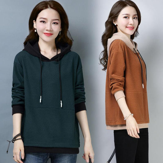 Long sleeve warm hooded Top Spring and autumn sweater cotton women Sweatshirt wild large size