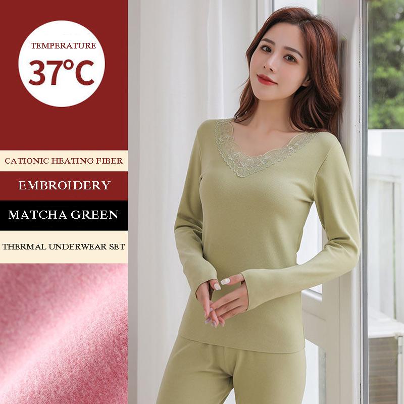 Ladies Thermal Underwear Set Plus Velvet Self-heating German Velvet Thickening Seamless Constant Temperature Body Autumn Clothes Long Pants