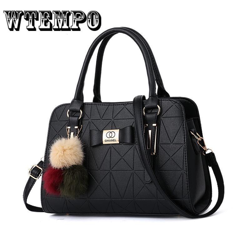 Women's Handbag Fashion Large Capacity Women Shoulder Bag with Hairball Ornaments