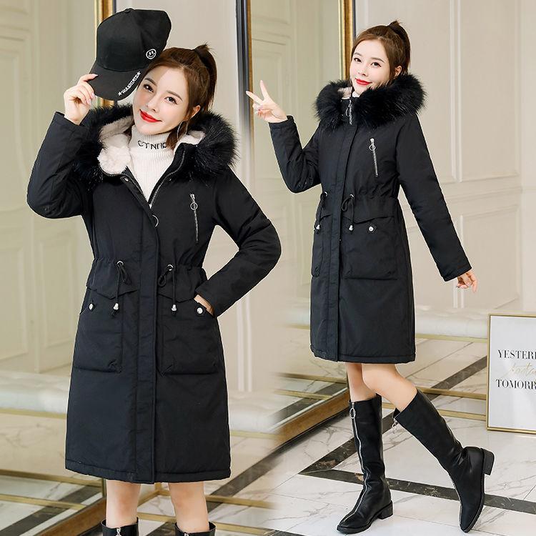 Winter Thick and Warm Women's Cotton-padded Jacket, Fashion Plus Velvet Mid-length Cotton-padded Jacket