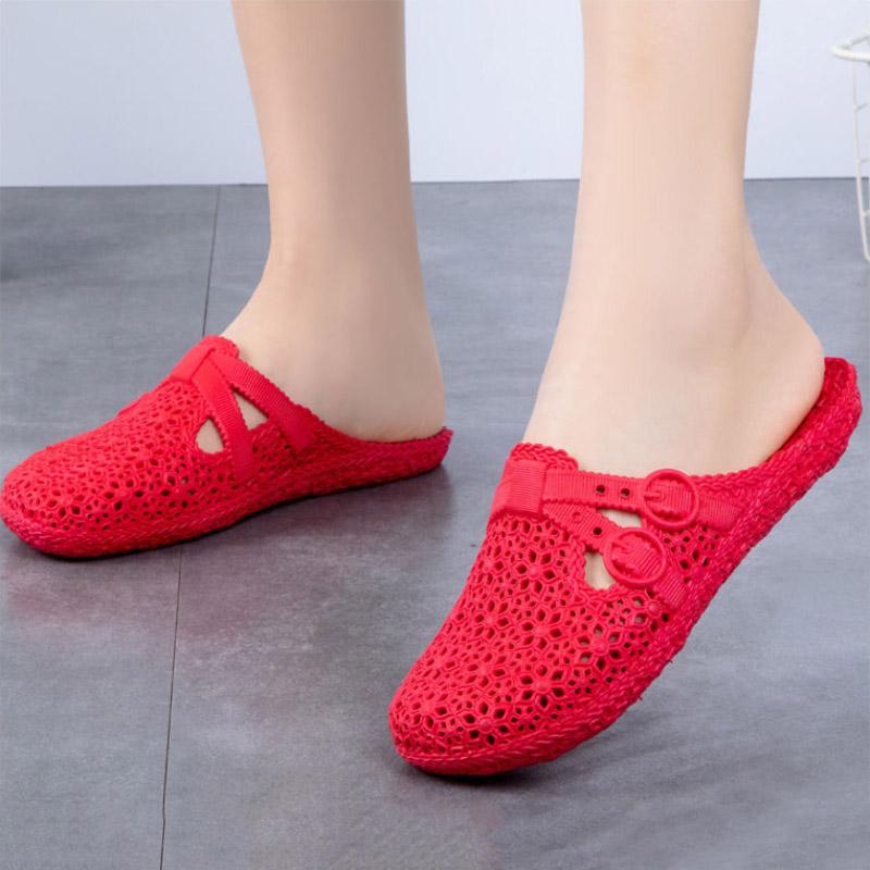 Summer Hole Shoes Beach Bathroom Indoor Garden Sandals Slippers Women Wear Non-slip Baotou Breathable Home