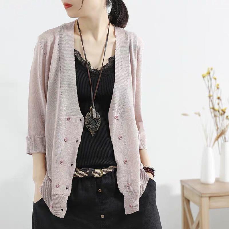 Spring and Autumn Linen Cardigan Sweater Large Size Loose Casual Jacket Fashion Young Women Top