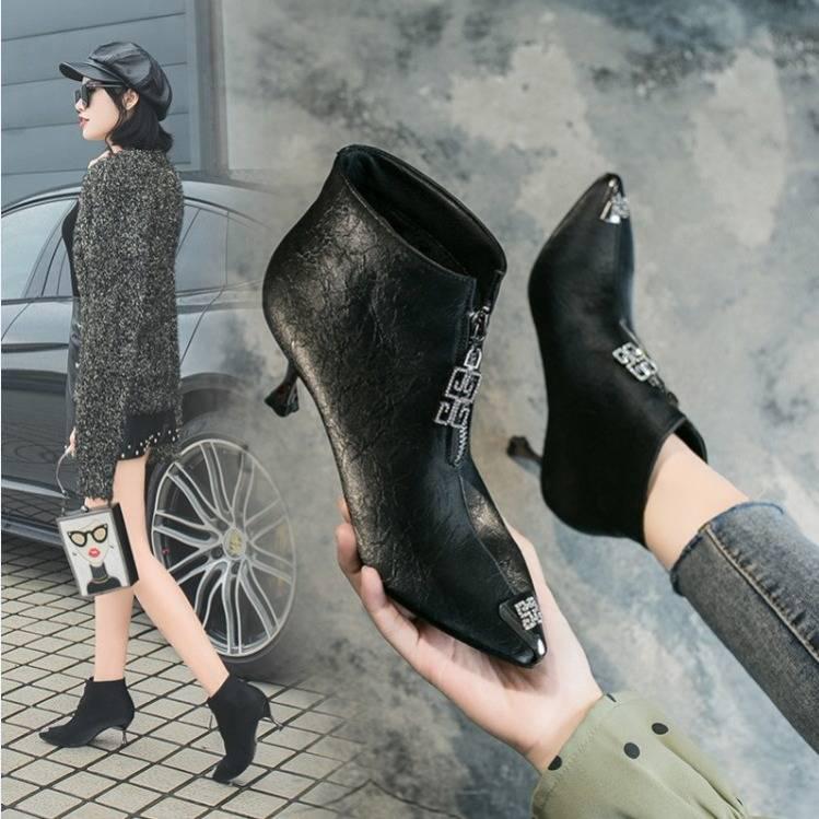 Ankle Boots for Women Short Boots High Heels Pointed Toe Boots Woman Shoes Ladies Shoes