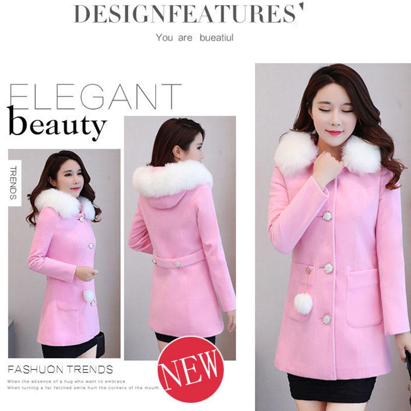 Autumn and Winter Long Slim Coat Simple Casual Woolen Coat Fashionable All-match Female Windbreaker