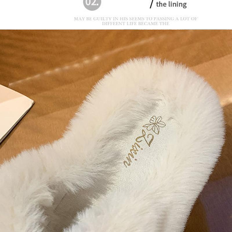 Hairy Slippers Women's Flat-bottom Non-slip Slip-on Slippers Outer Wear Thick-soled Cotton Slippers Home Warm Cotton Slippers