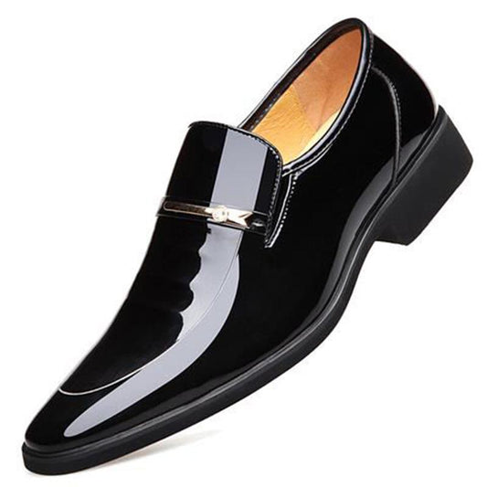 Fashion Mens Pointed Toe Dress Shoes Patent Leather Oxfords Full Brogue Lace Up Men Formal Shoes