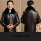 Winter Clothing Plus Cotton Middle-aged and Elderly Men's Middle-aged Warm Leather Jacket Leather Jacket Plus Velvet Thickening Parka Coat