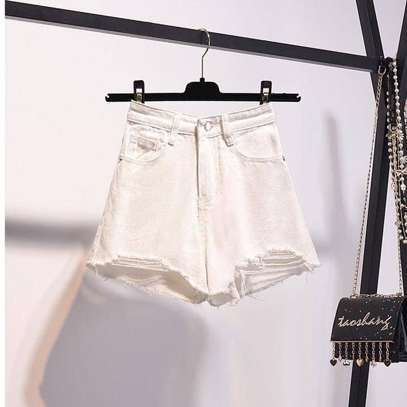 Fashion Women Fake Two-piece Striped Shirt and Hole Denim Shorts Two-piece High-waist Shorts Set Summer