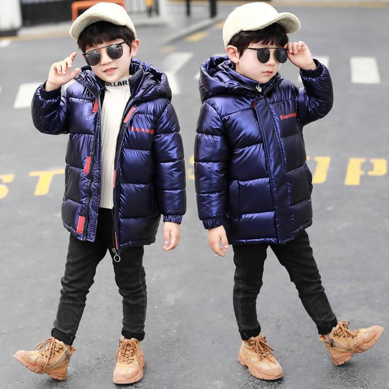 Boy Down Jacket Warm Child Down Parkas Coat Fur Kid Thickening Outerwear for Cold Winter