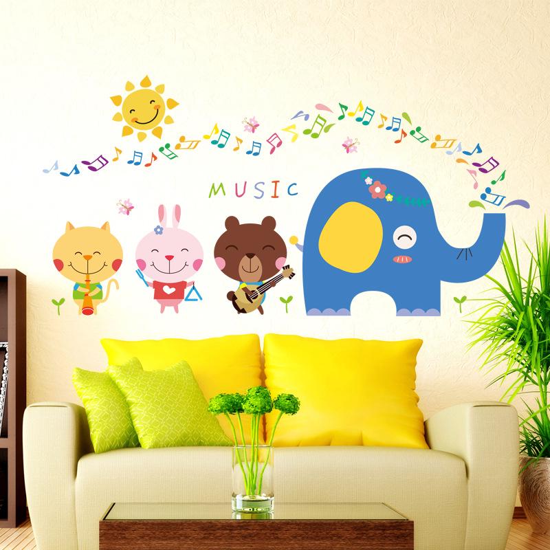 Wall stickers cartoon anime music elephant stickers children room waterproof stickers PVC stickers