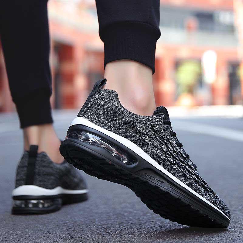 Plus Size 38-45 Men Flying Woven Mesh Running Shoes Lightweight Sneakers Breathable Outdoor Sports Shoes Comfortable Deodorant Running Gym Shoes