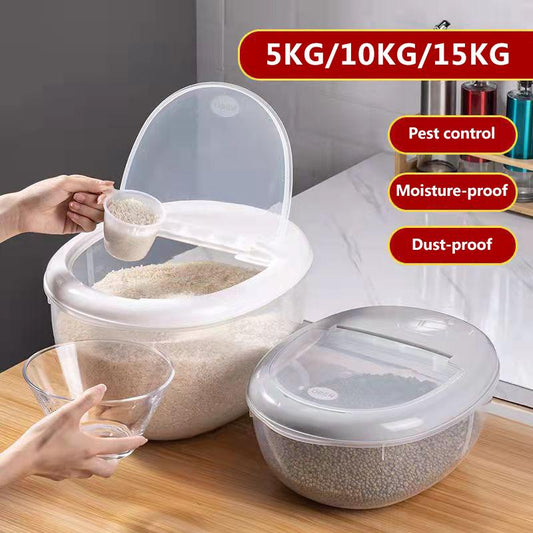 5kg/10kg/15kg Kitchen Rice Bucket Insect-proof and Moisture-proof Rice Storage Box Household Sealed Case and Rice Box Storage Organizer