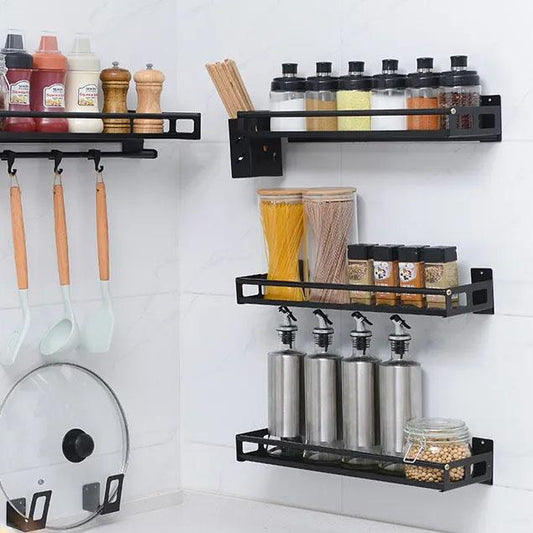 Thickened Punch-free Kitchen Rack Seasoning Rack Wall-mounted Corner Rack Seasoning Oil Salt Sauce Vinegar Storage Rack