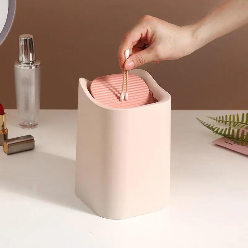 Desktop Trash Can Nordic Mini Office Bedroom Bedside Creative Shake Cover Small Girl Trash Can Storage Bin