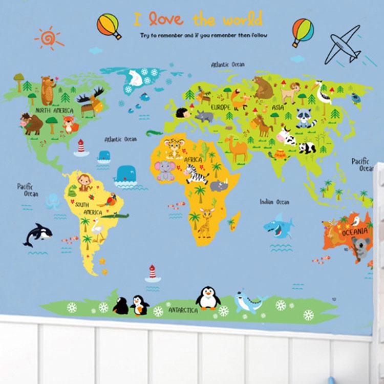 Map stickers cute cartoon room kindergarten children's room stickers wall stickers