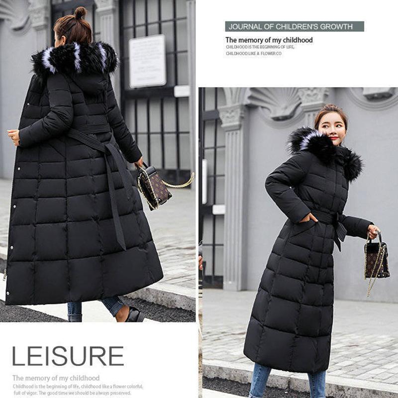 Ladies Down Hooded Cotton Jacket Winter Fashion Plus Velvet Thickening Warm Cotton Jacket Long Plus Size Slim Jacket