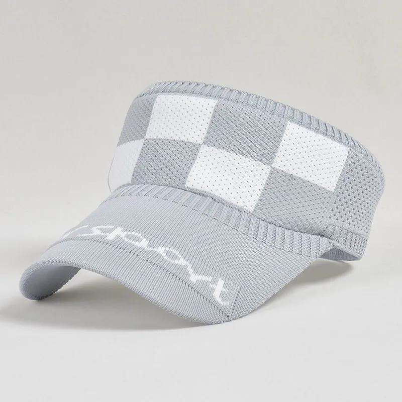 Women's Summer Black White Plaid Checkerboard Hat Anti-UV Hat Breathable Empty Top Outdoor Sports Cycling All-match Face-covering Sun Hat