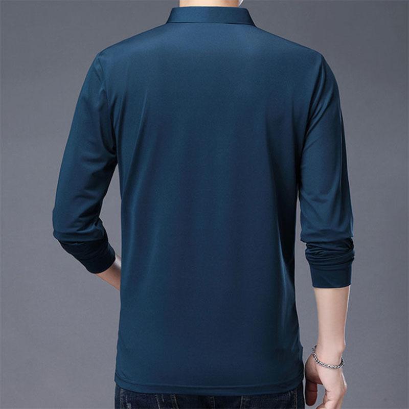 Long-sleeved POLO Shirt, Lapel Thin Bottoming Shirt, Business Casual Solid Color POLO Shirt, Suitable for Young and Middle-aged Men