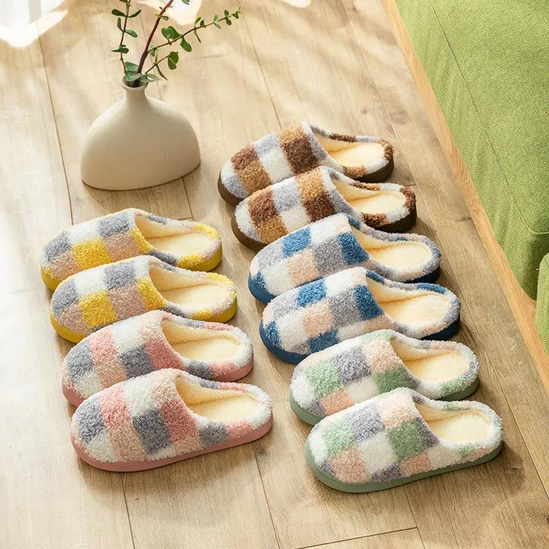 Autumn and Winter Pure Cotton Slippers Indoor Non-slip Soft-soled Shoes Warm Simple Plush Cotton Shoes