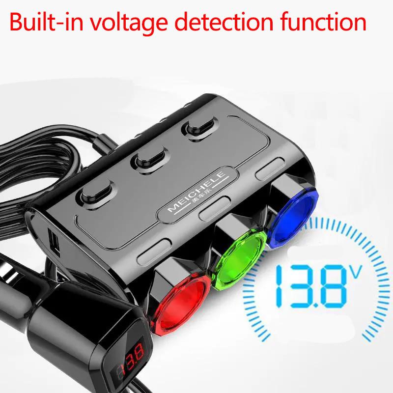 120W Five-in-One Car Charger Fast Charge Adapter Multifunctional Car Socket Cigarette Lighter Head Power Adapter