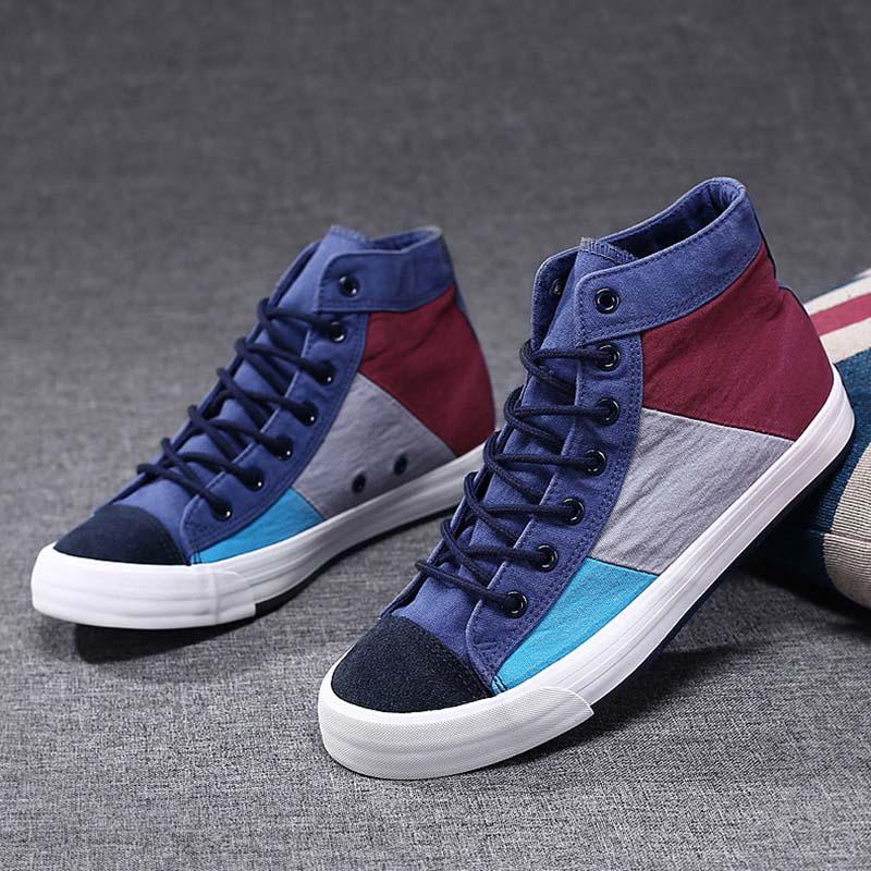 Plus Size 39-44 Summer Men Canvas Sneakers Comfortable Running Basketball Shoes Breathable Shockproof Non-slip Colorblock Shoes