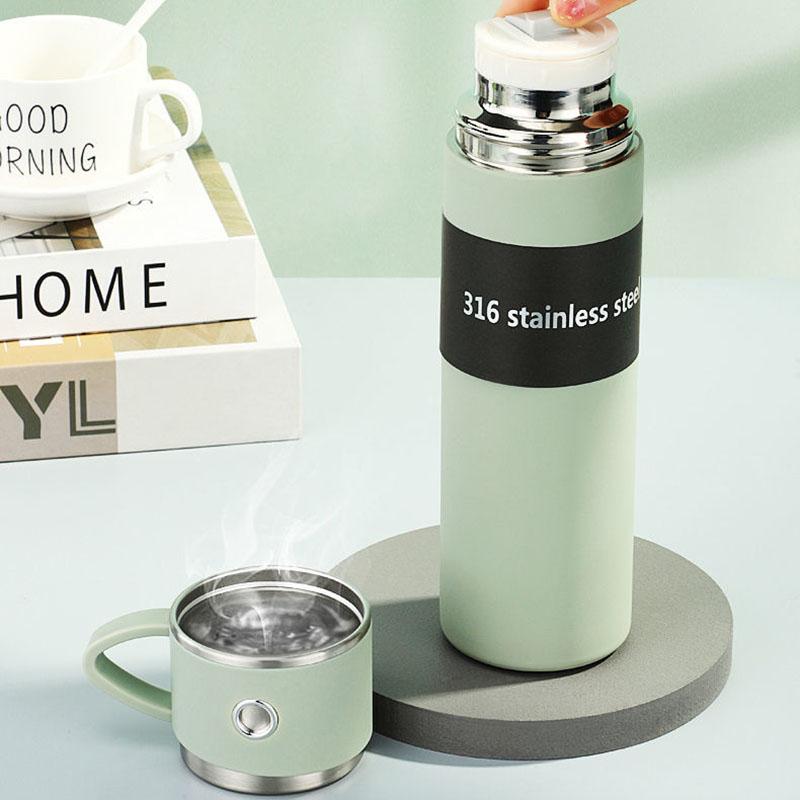 316 Stainless Steel Vacuum Flask for Men and Female Korean Version Water Cup Creative Dual-use Business Tea Cup Portable Thermos Cup