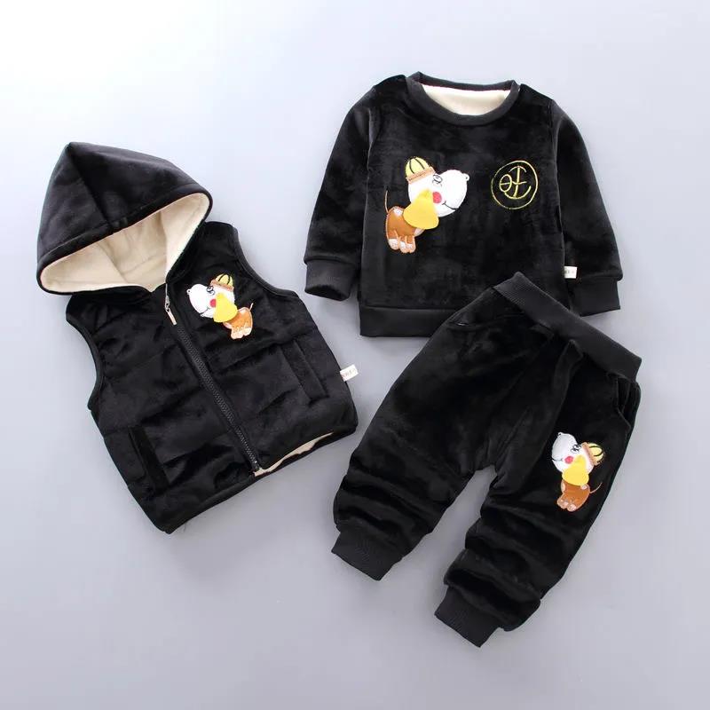 Children's Clothing Winter Clothe Thickening Baby Children's Cotton-padded Suit Three-piece Suit Boys and Girls Baby Clothes Plus Velvet Thickening