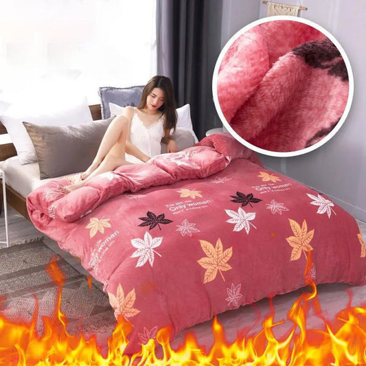 1pc Winter Thickened Flannel Duvet Cover Coral Fleece Duvet Cover Warm Double-sided Fluffy Duvet Cover Twin Queen King Size