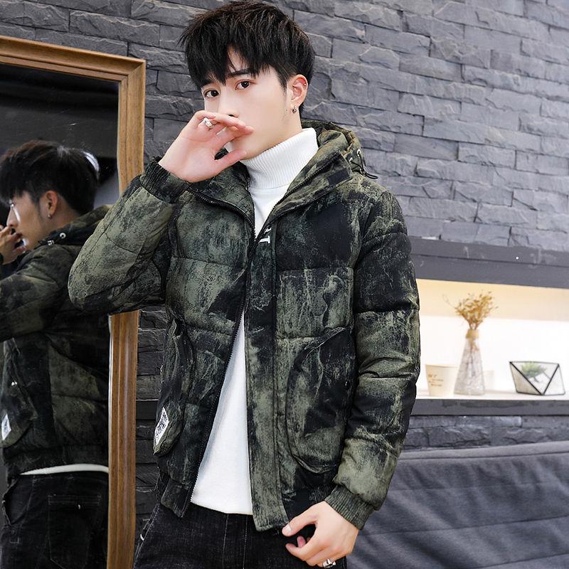 Fashion Men's Parker Jacket Winter Thicken Warm Camouflage Trend Brand Hooded Cotton Jack Loose Men's Cotton Jack