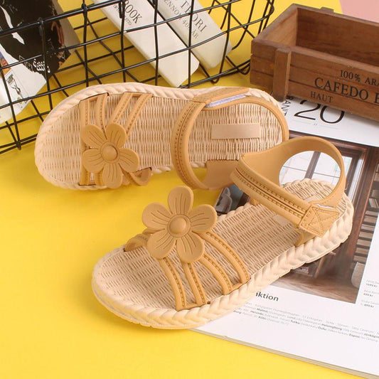 Girls Sandals Gladiator Flowers Sweet Soft Children's Beach Shoes Kids Summer Floral Sandals Princess Fashion Cute High Quality