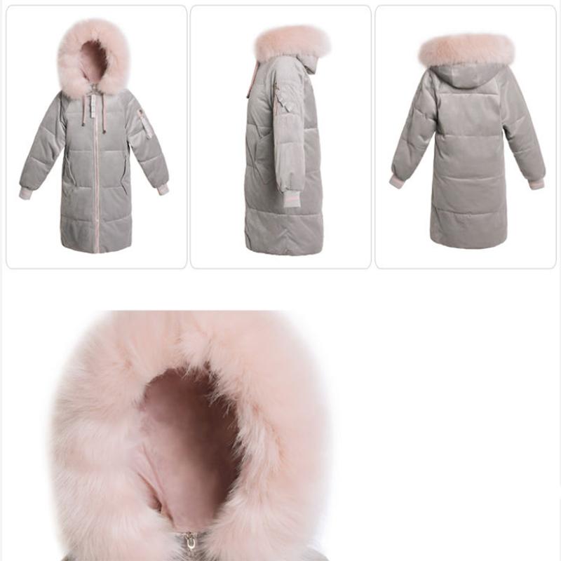 Women's Solid Color Down Jacket Mid-length Korean Loose Thick Coat Warm Cotton Coat Big Fur Collar Winter Clothes Quilted Coat