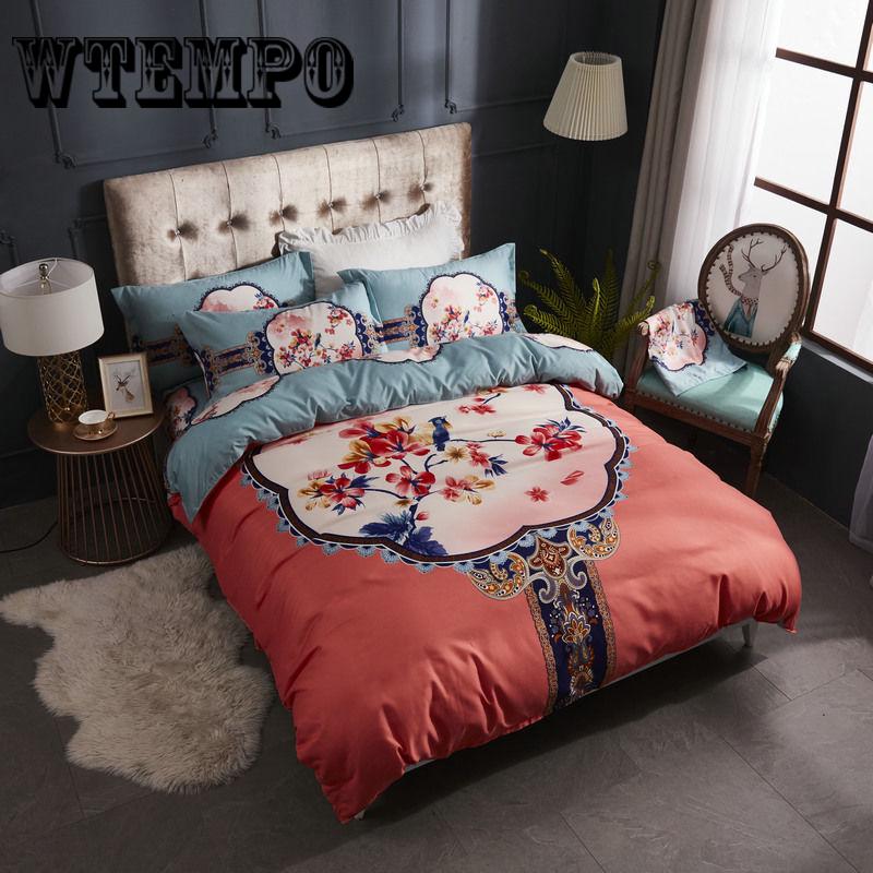 Luxury 3pcs Bedclothes Bedding Set Bedlinen Peony Print Bedding Sets Duvet/Quilt Cover Set