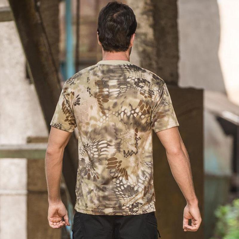 Camouflage Shirt Snakeskin Print T-shirt Summer Army Off Road Clothing Outdoor Sports Tees Half Sleeve Casual Pullover