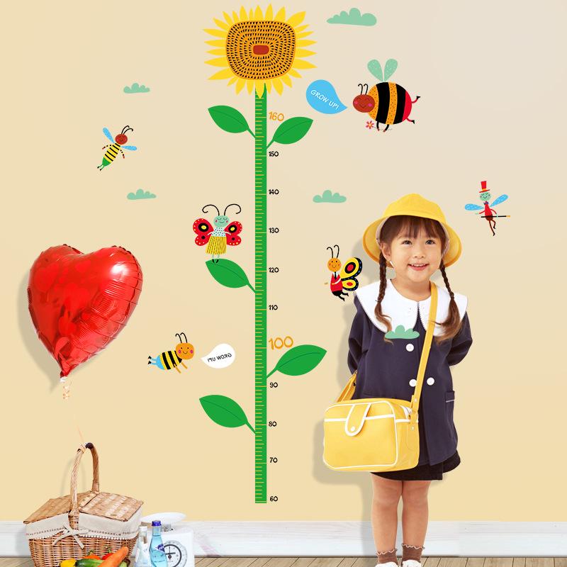 Bee sunflower height stickers kindergarten classroom background decorative wall stickers