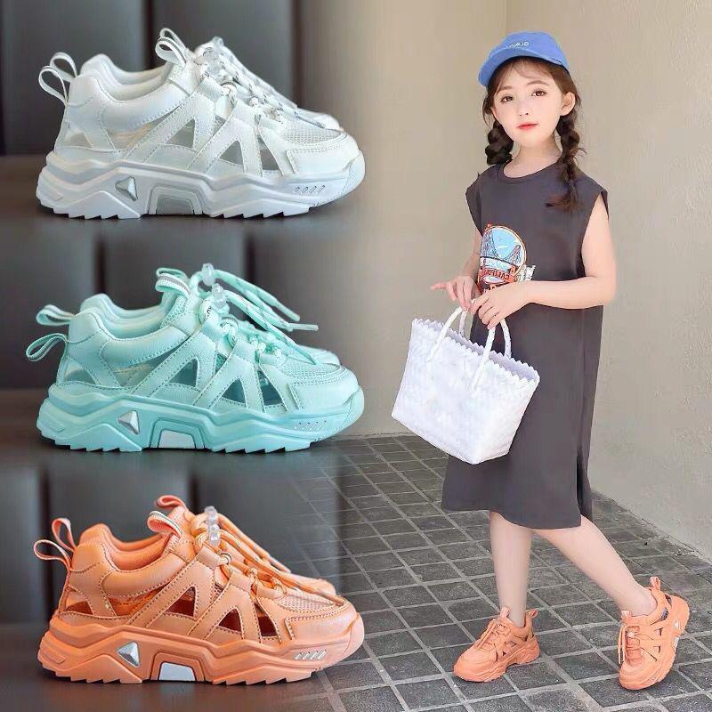 Girls' Sports Sandals Summer Hollow Children's Sports Shoes Boys' Sandals Big Children's Breathable Lightweight  Comfortable