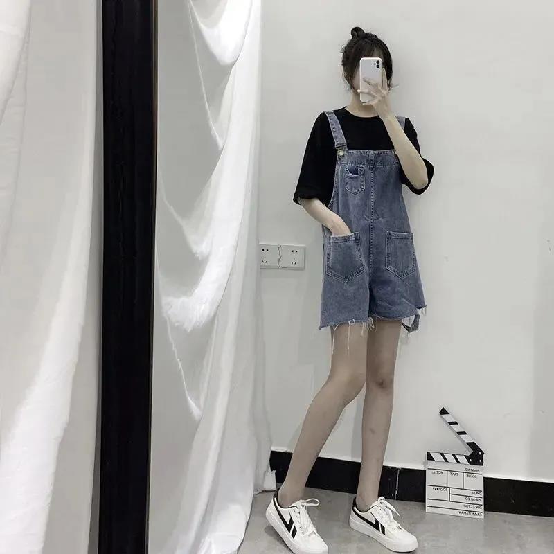 WTEMPO Woman Jeans Summer Denim Jumpsuit Long Romper Pants Pockets Sleeveless Adjusted Overalls Jeans Trousers