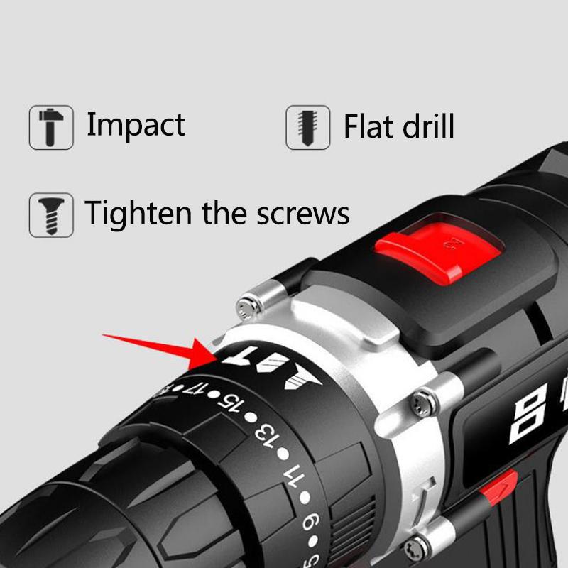 12V Electric Screwdriver Set, Cordless Electric Drill, Rechargeable Motor for Drilling, Screwing and Grinding